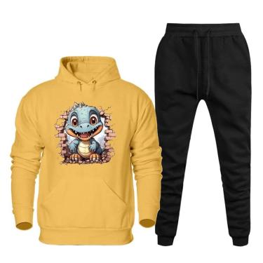 Imagem de Conjunto de Frio Moletom Canguru Com Capuz 50% Algodao e Calça Lisa Com Bolso Confortavel Treino-Masculino