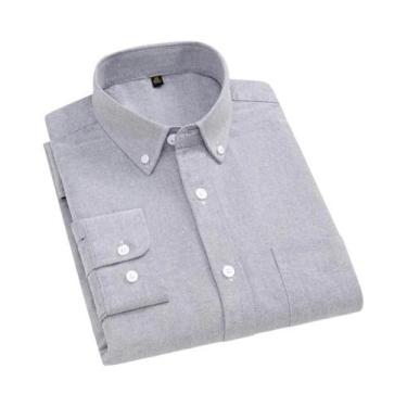 Imagem de Camisa Oxford Masculina Oversized 10XL 11XL 100% Algodão Moda Casual N