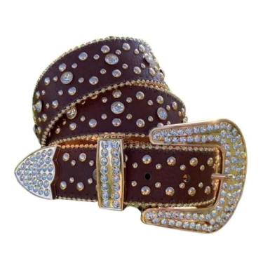 Imagem de Cinto Country Plus Size Feminino Com Strass Vaquejada 135cm, Marrom, 1