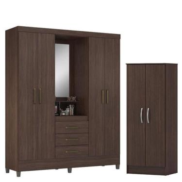 Imagem de Guarda Roupa Casal Capelinha Pérsia Com Multiuso Viena Café - Demóbile