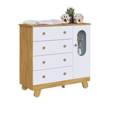Imagem de Cômoda Bebê Pingo Móveis Peroba MDF 4 Gavetas