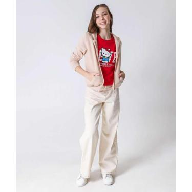 Imagem de Casaco Juvenil Moletom Flanelado Marisa Tam 10 a 16 Be-50053, Bege, 14