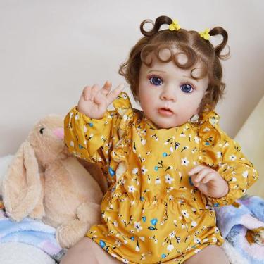 Imagem de Boneca Bebê Reborn Brastoy Silicone Realista 55cm Conjunto de Roupa Ma