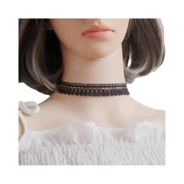 Imagem de Colar Choker Feminino De Veludo Preto, Pingente De Renda Vintage Com E