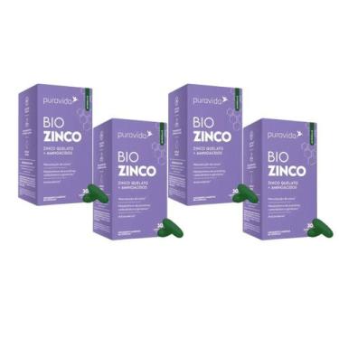 Imagem de 4x Bio Zinco Pura Vida Zinco Quelado Aminoácidos 30 Cápsulas - Puravid