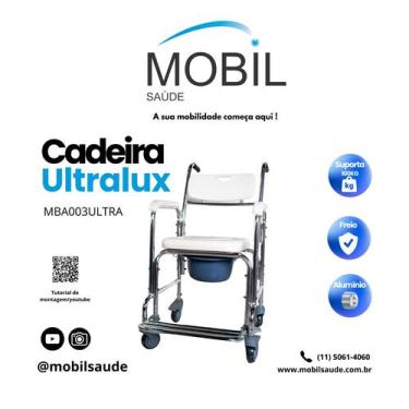 Imagem de Cadeira de Banho Idoso Higiênica Alumínio Inoxidável 100kg Cesto Remov