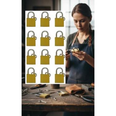 Imagem de Cadeado Pequeno 20mm Dourado Aço Inox - Kit 12un - Congratulations Sto