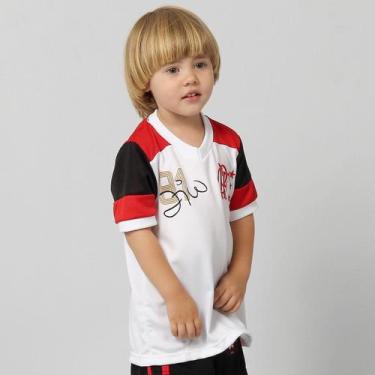 Imagem de Camiseta Flamengo Zico Infantil - Braziline, Branco, Vermelho, 10A