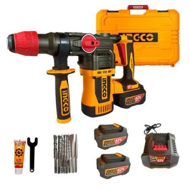 Imagem de Martelete Combinado a Bateria Ingco 42V 4,5J SDS Plus Com 2 Baterias 2