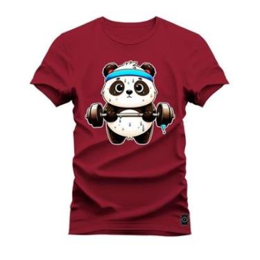 Imagem de Camiseta Plus Size Algodão Estampada Confortável Panda Fitness-Unissex