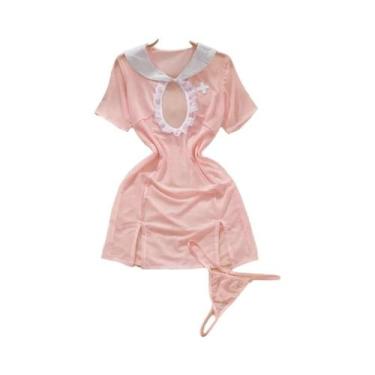 Imagem de Vestido De Lingerie Sexy Feminino Com Decote Em V, Alças Cruzadas, Ren