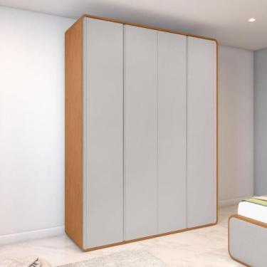 Imagem de Guarda Roupa Solteiro 100% Mdf 4 Portas Easy Like Amêndoa Clean/off Wh