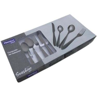 Imagem de Faqueiro Jogo Talheres Black Aço Inox 24 Peças Sunshine - Fratelli
