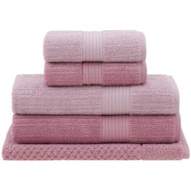 Imagem de Jogo toalha de banho gigante 5 peças fio penteado - buddemeyer, Rosa
