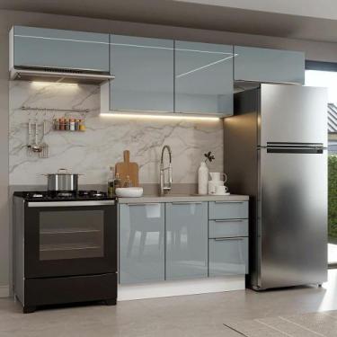 Imagem de Armário De Cozinha Completa 280 Cm Branco/cinza Lux Madesa 01 Branco/c
