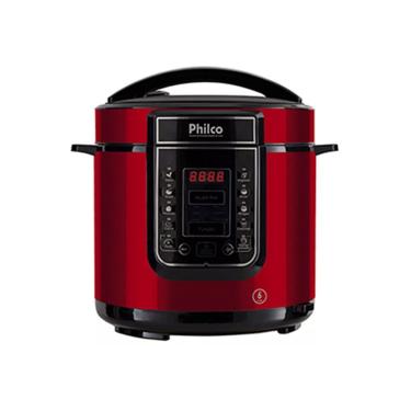 Imagem de Panela de Pressão Elétrica Philco PPPV Vermelha 6L 1000W com Painel Digital e Inox 110V