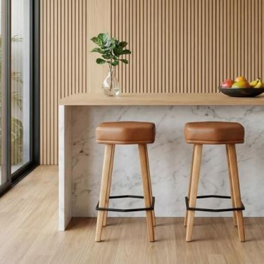 Imagem de Kit 2 Banquetas para Balcão Bancada Cozinha Industrial Área Gourmet Estofada Luxo (CAFÉ...