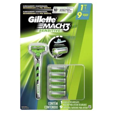 Imagem de Aparelho de Barbear Gillette Mach3 Sensitive + 9 cargas-Unissex