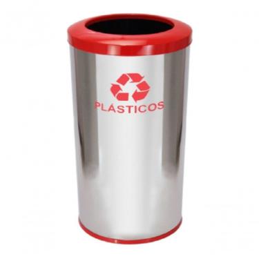 Imagem de Lixeira C31 50L em Aço Inox com Aro Pintado 30x70CM para Ambientes Comerciais e Residenciais Inox