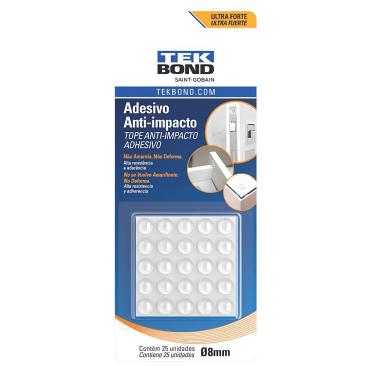 Imagem de Adesivo anti-impacto Tekbond 23501000800 para Portas, Gavetas, Tampas e Móveis 8MM 25 UNIDADES Transparente