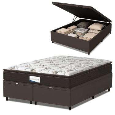 Imagem de Cama Box Baú Colchão Casal Queen Probel Molas Ensacadas Granville Pillow Top 158x198x69...