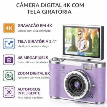 Imagem de Câmera Digital 4K com Tela Giratória Zoom 8X e Alta Resolução Ideal pa