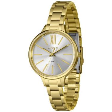 Imagem de Relógio LINCE feminino analógico dourado prata LRGH192L38 S3KX