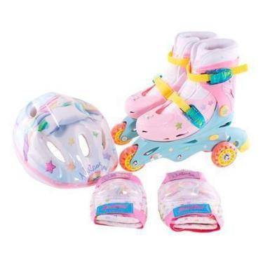 Imagem de Patins Tri-line Unicórnio Ajustável 26 ao 29 Kit Segurança - FENIX