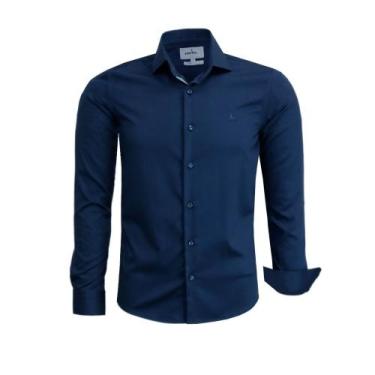 Imagem de Camisa Social Amil Masculina Slim Manga Longa Sem Bolso Acetinada 1903