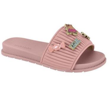 Imagem de Chinelo Slide Infantil Menina Molekinha Pins 2341134, Rosa, 33