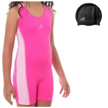 Imagem de Macaquinho Natação Infantil Feminino Hammerhead + Touca Sili, Pink ros