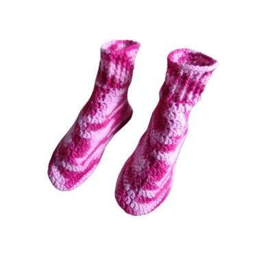Imagem de Pantufa de Lã Rosa Mescla 36 - Líla das Galáxias