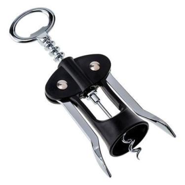 Imagem de Saca Rolhas Abridor De Garrafas Para Vinho Aço Inox E Preto. - Unyhome