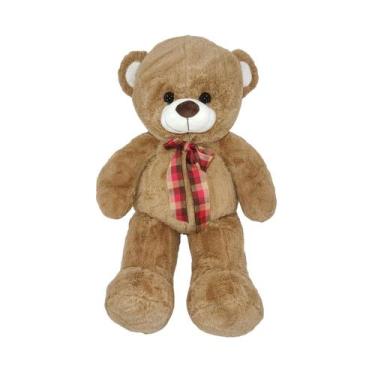 Imagem de Urso de Pelúcia Pernas Longas Fizzy Toys Marrom 73cm com Laço Xadrez