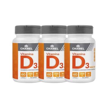 Imagem de Kit 3x Max Vitamina D3 500mg 60 Cps - CHAMEL