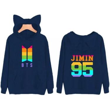 Imagem de Moletom Blusa Infantil Orelhinha BTS Jimim 95 Koreano Arco Iris - TSET