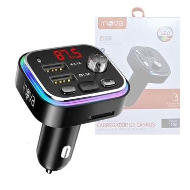 Imagem de Carregador Transmissor Veicular Inova CAR-3467 Mp3 Player Bluetooth com 2 Portas USB e Transmissão Fm 12V-24V