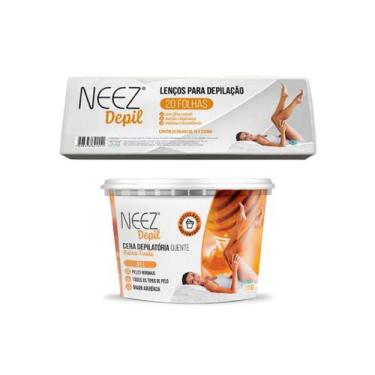 Imagem de Kit depilação em casa neez folhas depilatórias + cera