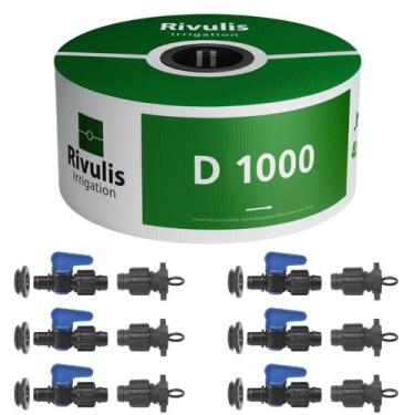 Imagem de Fita Mangueira Gotejamento 1000m + Kit 15 Conexões com Rosca - Rivulis