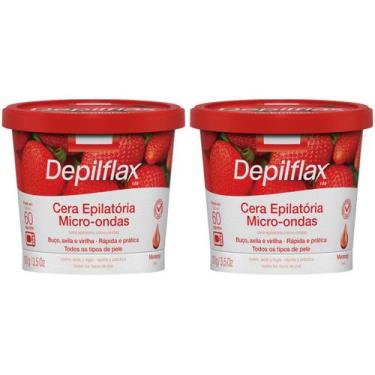 Imagem de Kit 2 Cera Depilatoria Micro-ondas Morango Depilflax Buco Axila Virilh