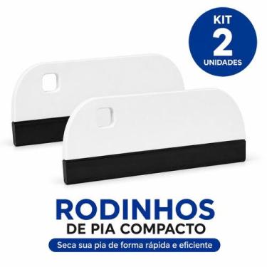 Imagem de Kit 2 Rodinhos Pia Compacto Rodo Multiuso Cozinha e Banheiro Cor:Branc