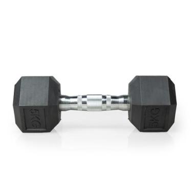 Imagem de Halter 5kg Emborrachado Sextavado Cromado Dumpbell Academia - PHELPS M