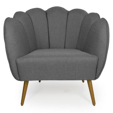 Imagem de Poltrona Ariel Linho Cinza e Dourada