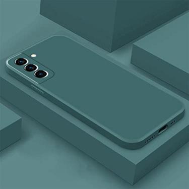 Imagem de Capa de silicone líquido quadrada original para Samsung Galaxy S21 Ultra S8 S9 S10 Nota 8 9 10 20 Plus A31 A51 A52 Capa à prova de choque TPU, Verde escuro FX, S21