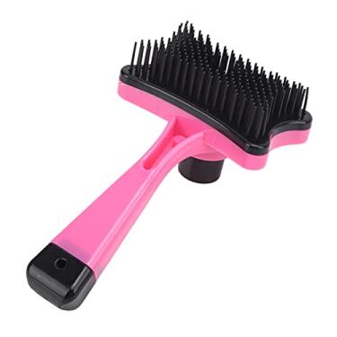 Imagem de Escova de cuidados para animais de estimação, escova autolimpante, escova de queda de pelos curtos e longos para cães e gatos, remove suavemente o subpelo solto (vermelho rosa) luvas e rolos de remoção de pelos