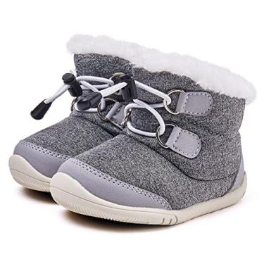 Imagem de Botas de Neve Infantil para Meninos e Meninas BMCiTYBM Sapatos Infantis de Pele Sintética (Bebê/Criança/Criança Pequena), A/Grey, 12-18 Months Toddler