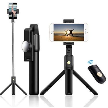 Imagem de Tripé para bastão de selfie, extensível bastão de selfie para Bluetooth com controle remoto sem fio