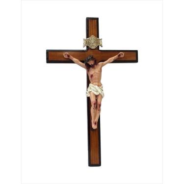 Imagem de Crucifixo De Parede Em Madeira E Resina Importada 25 X 16 Cm