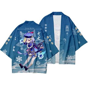 Imagem de Genshin Impact Zhongli Qiqi Klee Jaqueta Cardigan Costume Cosplay Tops Xale Manga 3/4 Manto