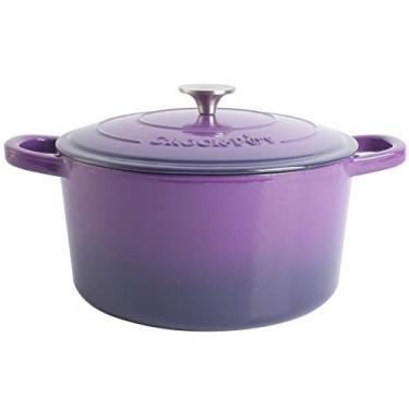 Imagem de Crock-Pot Forno holandês de ferro fundido esmaltado redondo artesanal, 7 quartos, azul safira